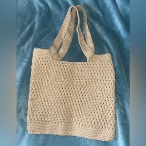 Beige Crochet Tote Bag